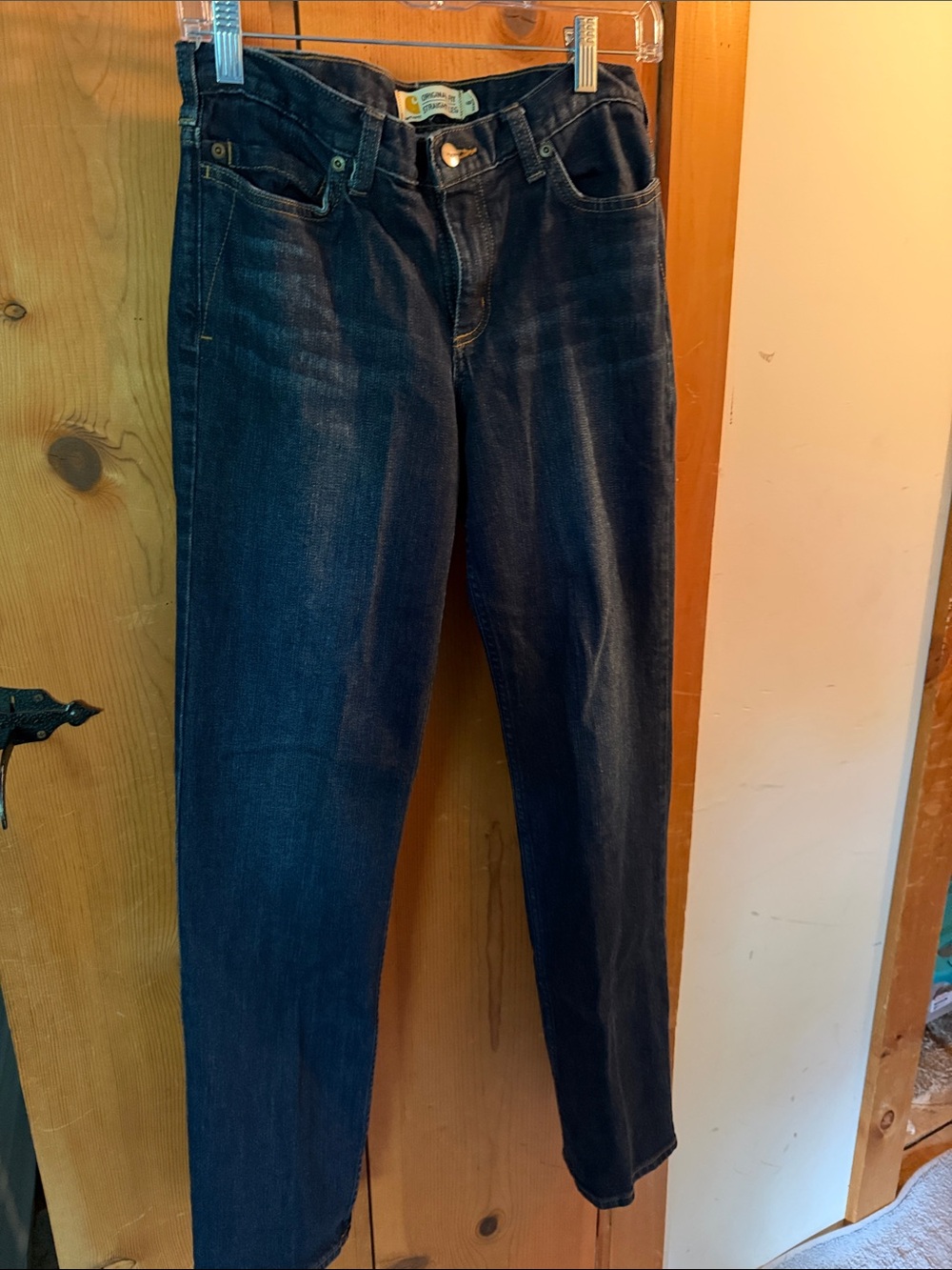 Carhartt Dark Wash Jeans Original Fit Straight Leg Denim Womens Size 6R. Inseam